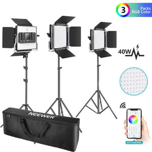 Neewer 2 or 3 Pack 660 RGB Led 40W Panel Lights with APP Control